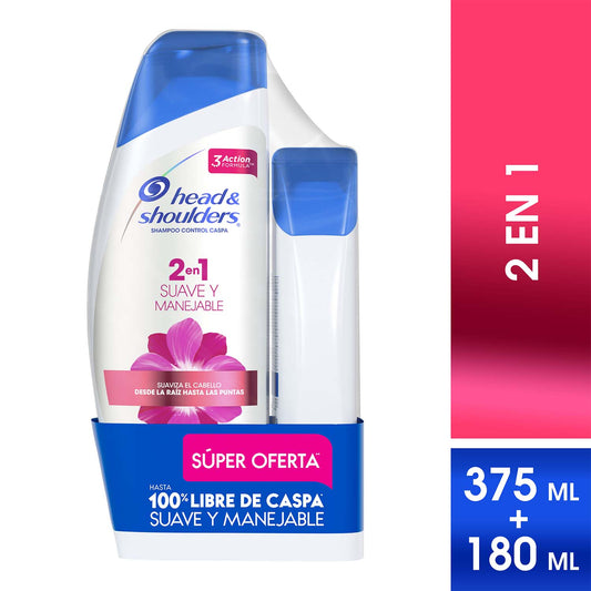 HEAD&SHOULDERS 2en1 Suave y Manejable SHAMPOO Fco. 375 ML.