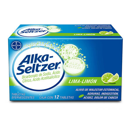 ALKA-SELTZER c/12 TABS. EFERVS. Sabor Lima-Limón 1.700/1.0/0.325 G.