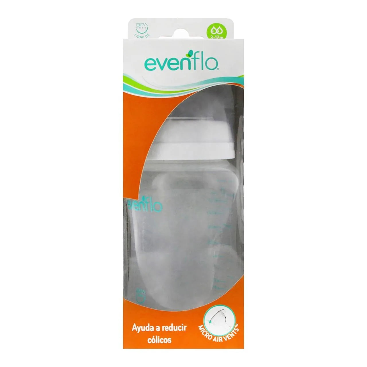 BIBERÓN CUELLO ANCHO "Evenflo" c/MAMILA 9 OZ/270 ML.