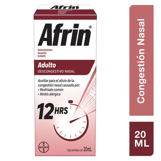 AFRIN Sol. Nasal 0.050% 12HRS. ADULTO Fco. Atomizador 20 ML.