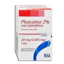 PISACAINA 2% c/EPINEFRINA Sol. Iny. c/1 FCO. AMP. 50 ML. 20-0.005 MG/1 ML.