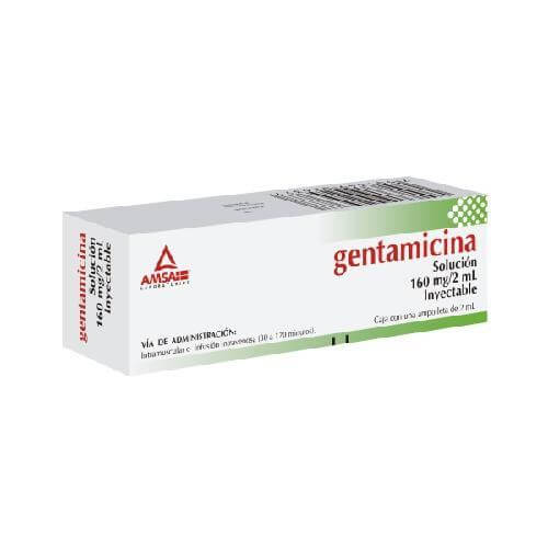 GENTAMICINA (Amsa) Sol. Iny. c/1 AMPTA. 160 MG/2 ML.