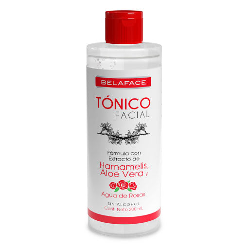 TÓNICO FACIAL c/EXTO. DE HAMAMELIS, ALOA VERA y AGUA DE ROSAS Fco. 200 ML.