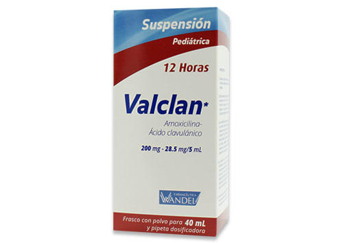 VALCLAN SUSP. Pedi·trica 12H. Fco. 40 ML. 200-28.5 MG/5 ML.