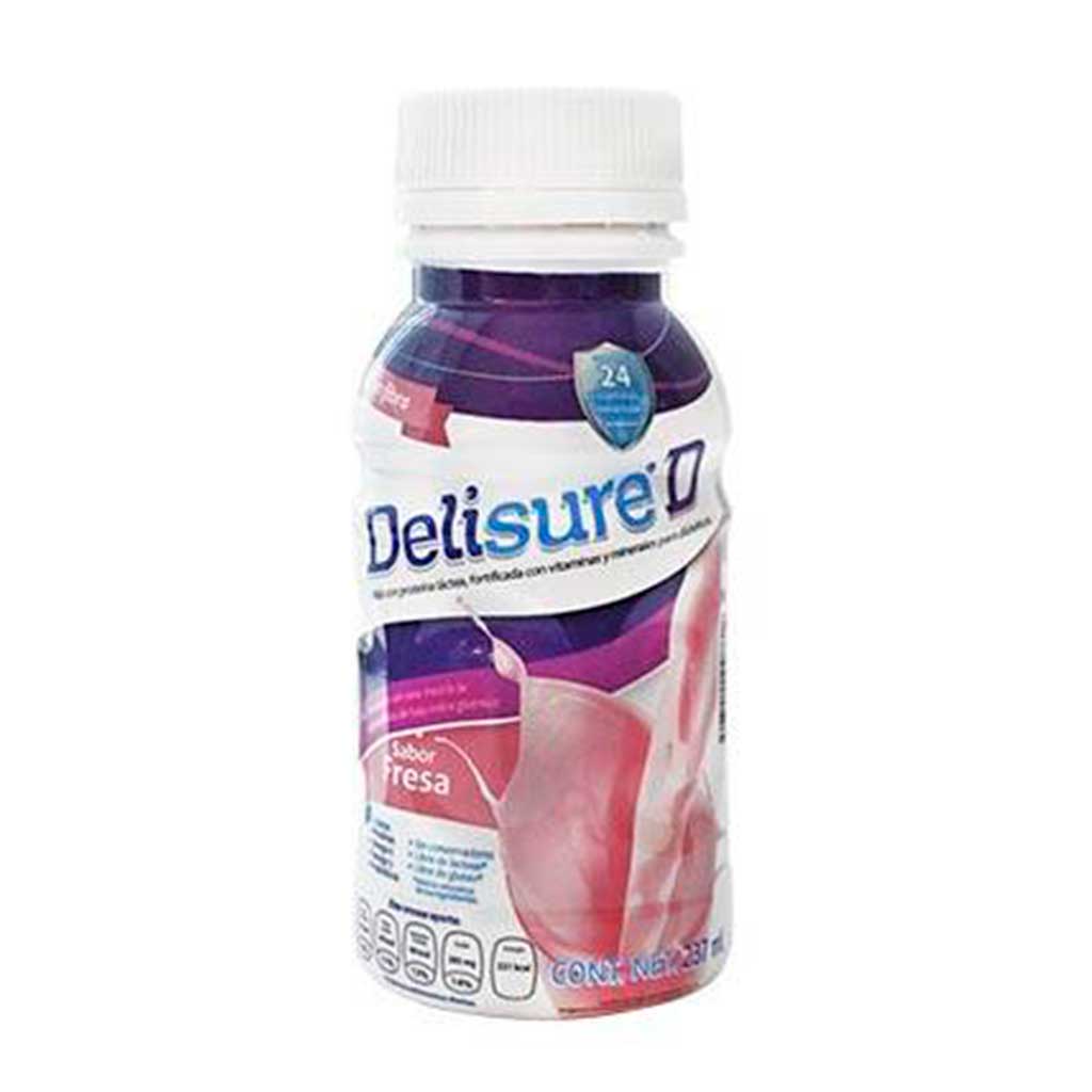 DELISURE CON FIBRA LÍQUIDO Sabor Fresa 237 ML. 1 Kcal/1 mL.