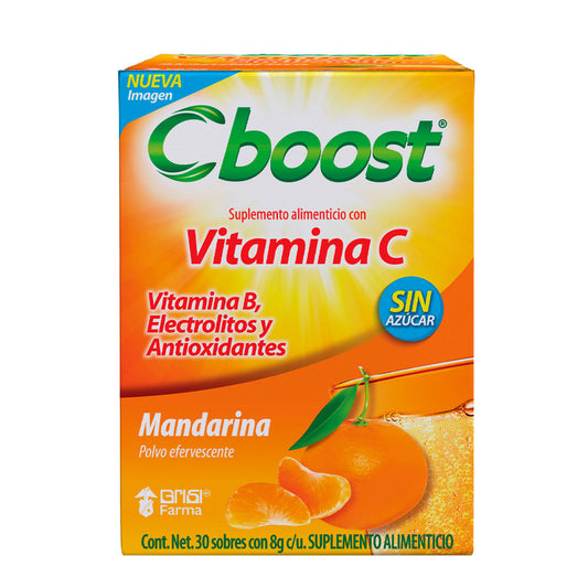 C-BOOST (Vitamina C) POLVO EFERVSTE. Sab. Mandarina c/30 SOBS. 8 G.