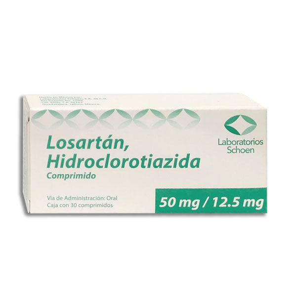 LOSARTÁN/HIDROCLOROTIAZIDA (Schoen) c/30 COMPS. 50/12.5 MG.