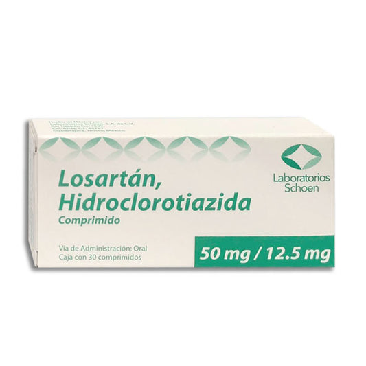 LOSARTÁN/HIDROCLOROTIAZIDA (Schoen) c/30 COMPS. 50/12.5 MG.