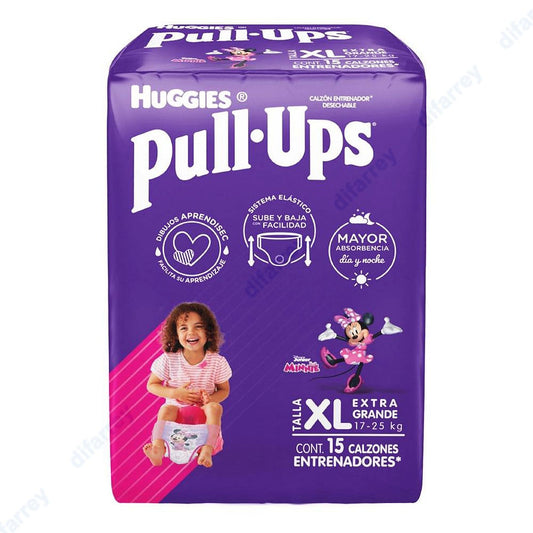 HUGGIES PULL-UPS Niña EXTRA GRANDE 17-25 Kg. c/15 pzs.