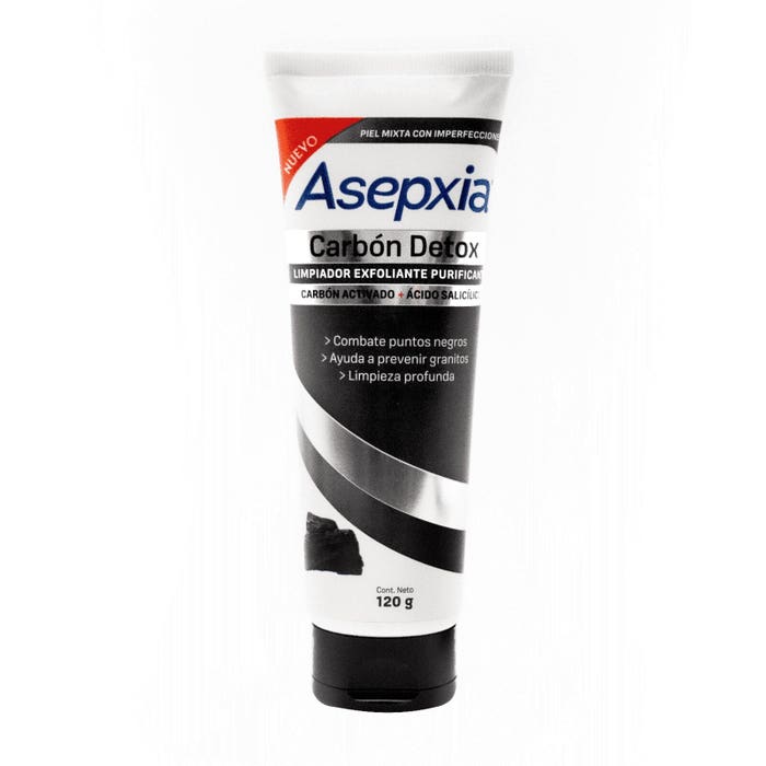 ASEPXIA Carbón Detox LIMP. EXFTE. PURFNTE. Crema Tubo c/120 G.