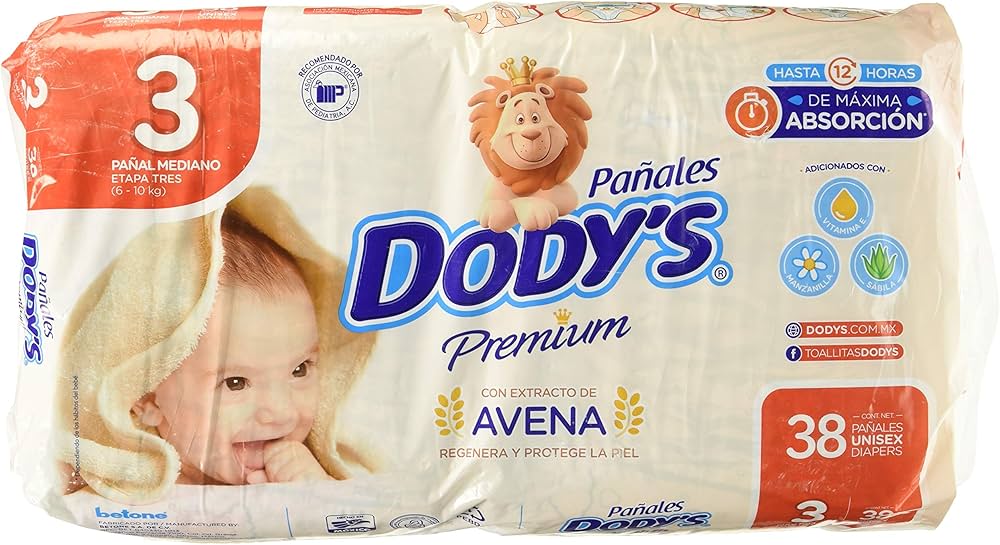 PAÑAL DODYS PREMIUM Mediano (ETAPA-3 / 6-10 Kg.) c/38 Pzs.