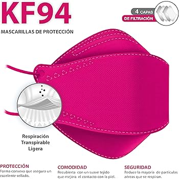 MASCARA PROTECTORA ADULTO KF94 Col. Magenta BOLSA c/10 Pzs.