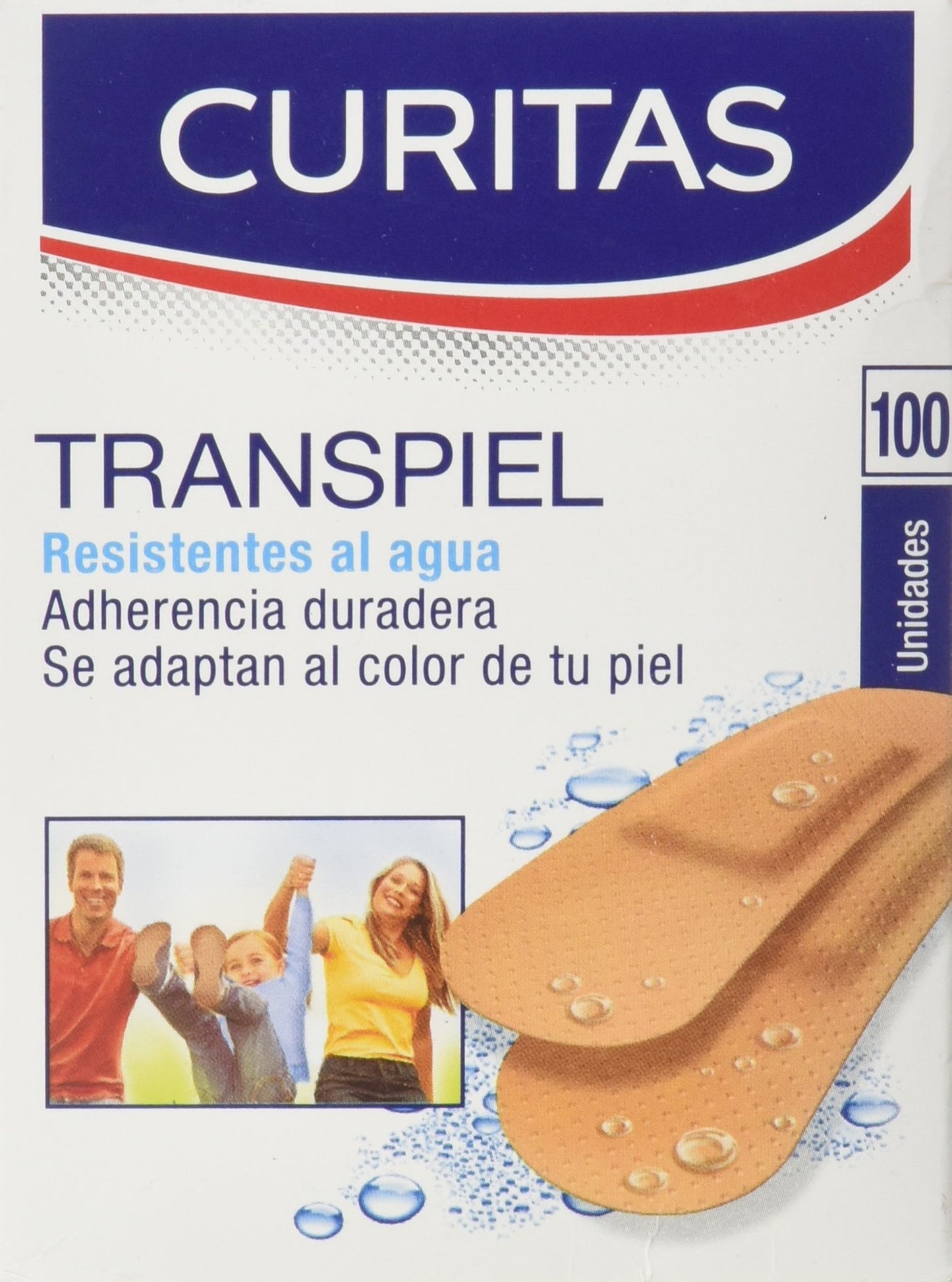 CURITAS TRANSPIEL Resistentes al agua 19x72mm. Caja c/100 Pzs.