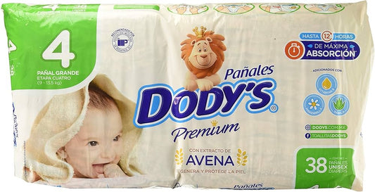 PAÑAL DODYS PREMIUM Grande (ETAPA-4 / 9-13.5 Kg.) c/38 Pzs.