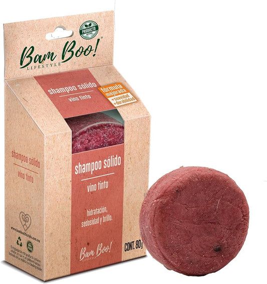 SHAMPOO SOLIDO DE VINO TINTO (Bam Boo) Barra c/80 G.