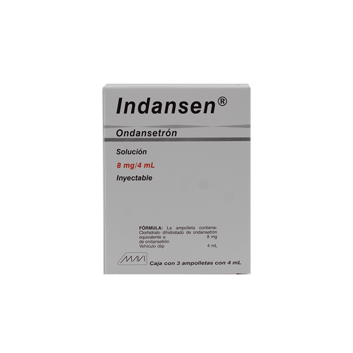 INDANSEN Sol. Iny. c/3 AMPTAS. 8 MG/4 ML.