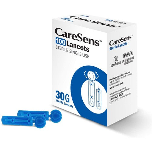 CARESENS LANCETAS p/GLUCÓMETRO 30G (0.30mm) c/100 Pzs.