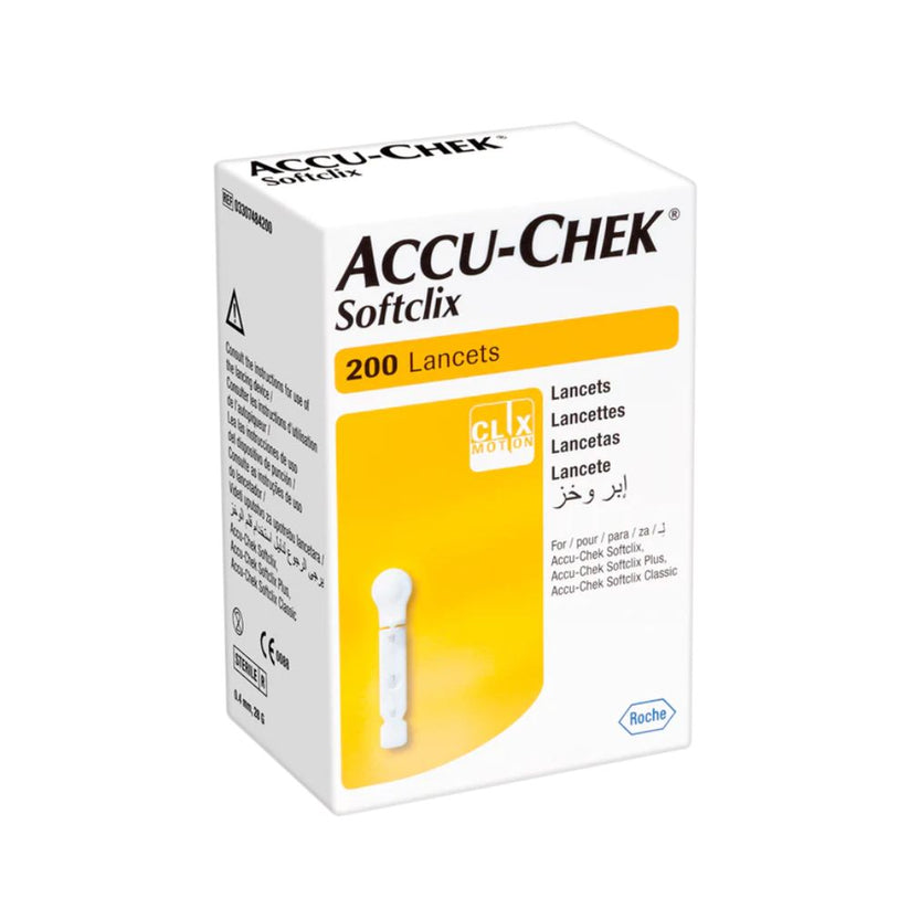 ACCU-CHEK SOFTCLIX Lancetas 28G (0.40mm) Cja. c/200 Pzs.