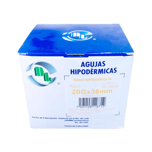 AGUJA HIPODÉRMICA (DL) 20Gx1-1/2"(38mm) Cja. c/100 Pzs.