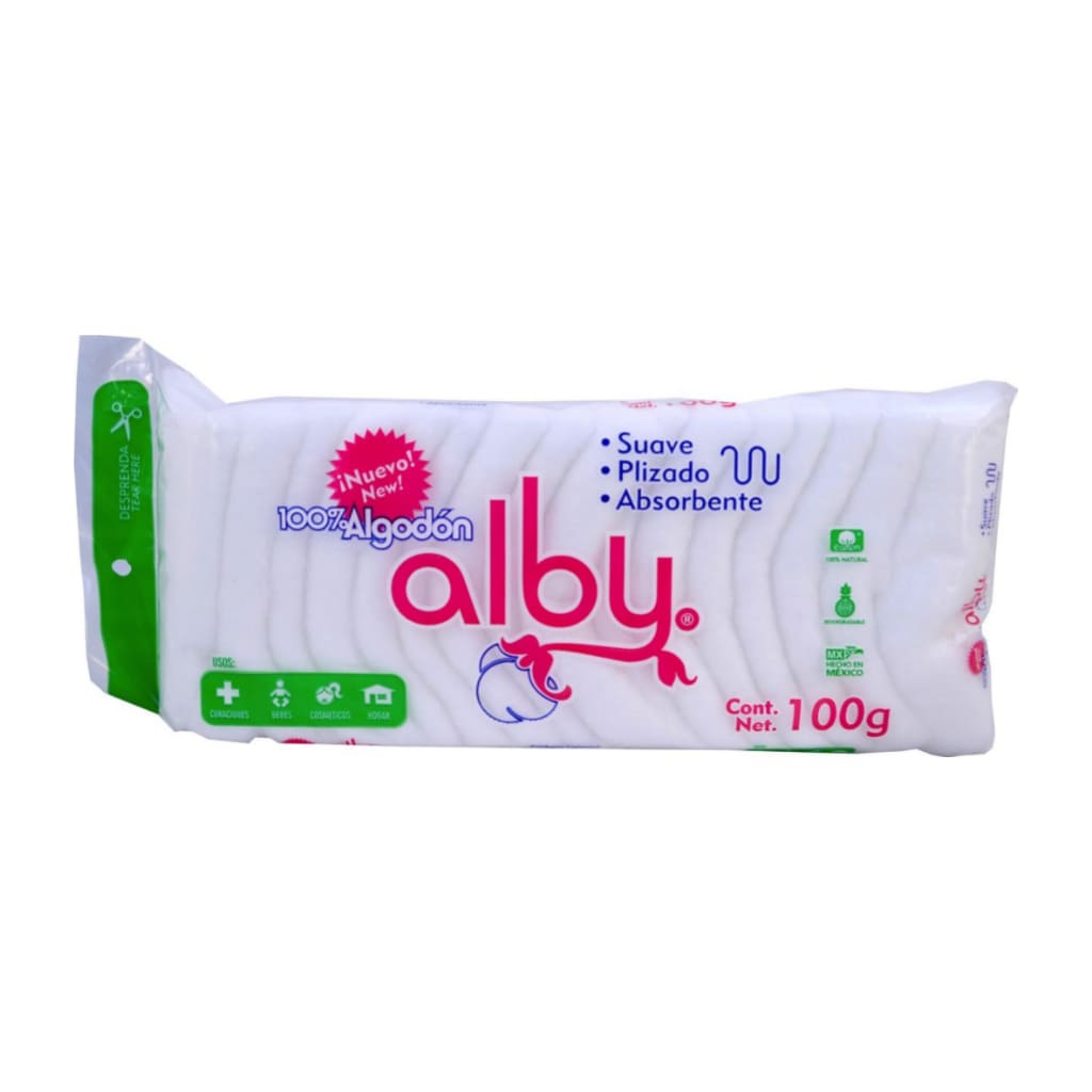 ALGODÓN ABSORBENTE PLISADO (Alby) Bolsa c/100 G.