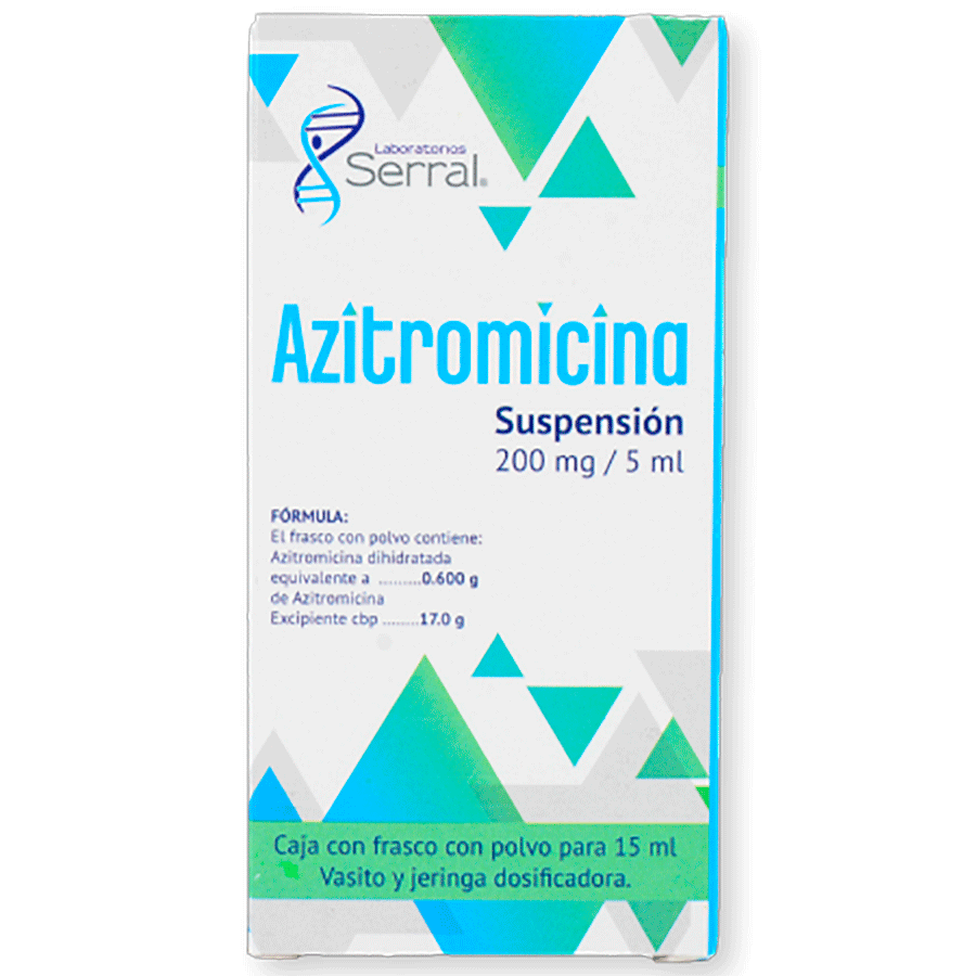 AZITROMICINA (Serral) SUSP. Fco. 15 ML. 200 MG/5 ML.