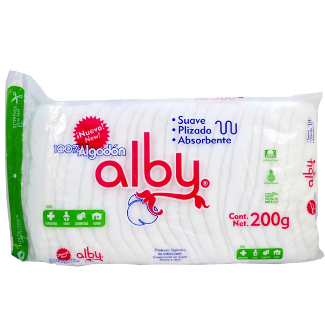 ALGODÓN ABSORBENTE PLISADO (Alby) Bolsa c/200 G.