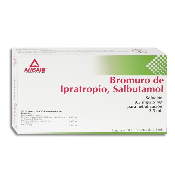 IPRATROPIO/SALBUTAMOL (Amsa) SOL. p/Nebn. c/10 AMPTAS. 0.5-2.5 MG/2.5 ML.