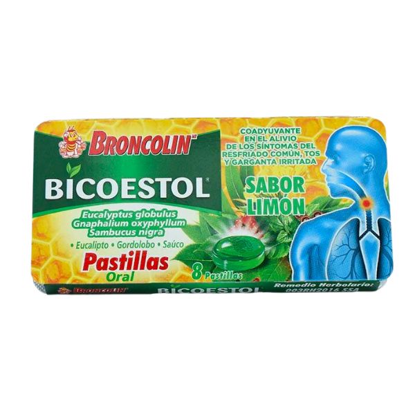 BICOESTOL Sabor Limón Cartera c/8 PASTILLAS Exh. c/12 Pzs.