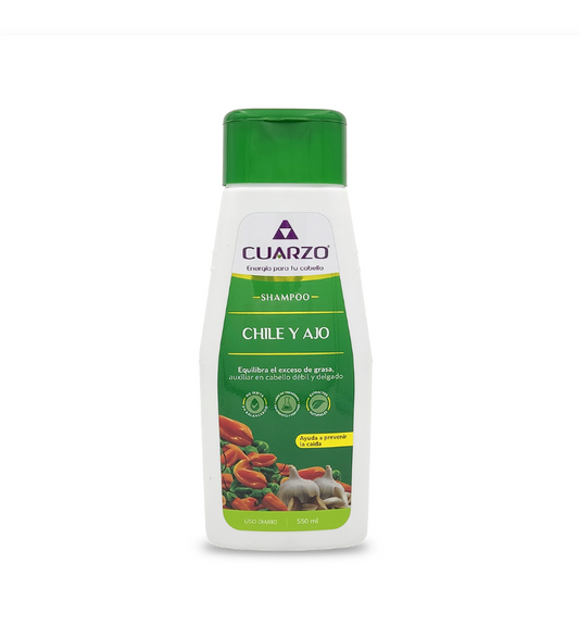 SHAMPOO CHILE Y AJO Uso Diario (Cuarzo) 550 ML.