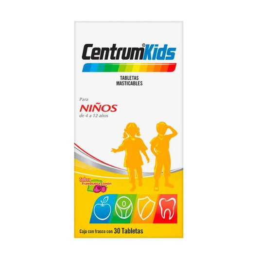 CENTRUM KIDS c/30 TABS. MASTICABLES Sabor Frambuesa-Limón..