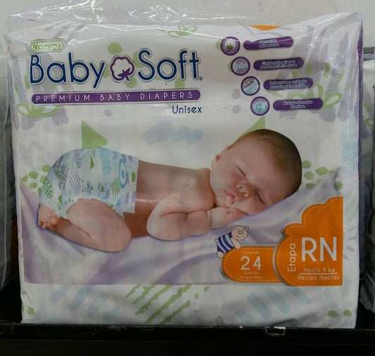 PAÑAL BABY SOFT (ETAPA-RN / Hasta 4 Kg.) c/24 Pzs.