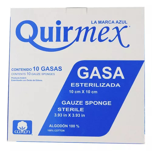 GASA ESTERILIZADA (Quirmex) 7.5x5cm. T20x12, 8C. Caja c/10 Sobs.