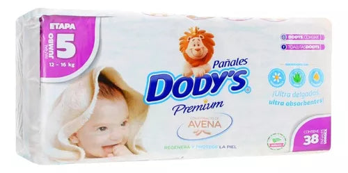 PAÑAL DODYS PREMIUM Jumbo (ETAPA-5 / 12-16 Kg.) c/38 Pzs.