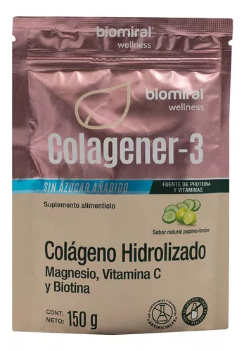 COLAGENER-3 POLVO Sabor Pepino-Limón s/Ázucar BOLSA c/150 G.