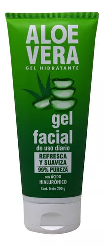 ALOE VERA GEL FACIAL HIDRATANTE c/ÁCIDO HIALURONICO Tubo c/200 G.