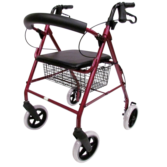 ANDADERA ROLLATOR ALUMINIO c/CANASTILLA (Eko-Mobility) Col. Rojo.