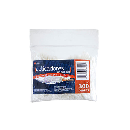 APLICADORES DE ALGODÓN (Galia) Bolsa c/300 Pzs.