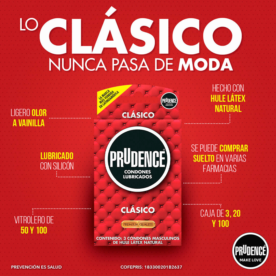 PRUDENCE CLÁSICO Caja c/ 3 CONDONES.