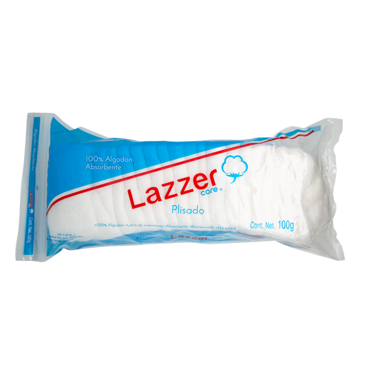 ALGODÓN ABSORBENTE PLISADO (Lazzer Care) Bolsa c/100 G.