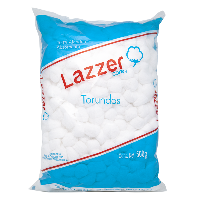 TORUNDAS de ALGODÓN ABSORBENTE (Lazzer Care) Bolsa c/500 G.