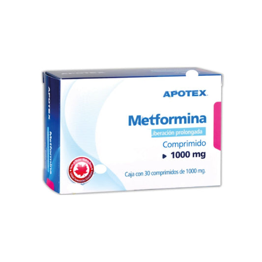 METFORMINA (Apotex) c/30 COMPS. L.P. 1000 MG.