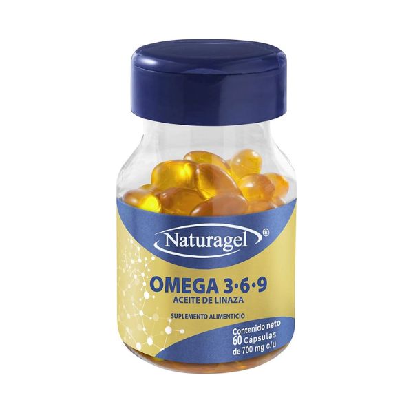 OMEGA 3-6-9 ACEITES DE PESCADO, LINAZA y OLIVA (Naturagel) c/60 CAPS. 700 MG.