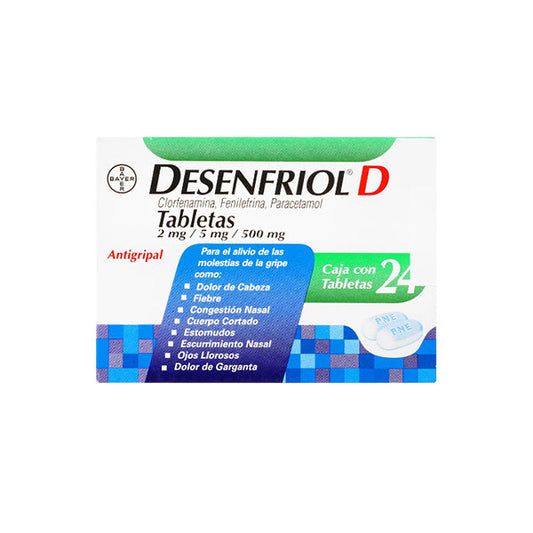 DESENFRIOL-D c/24 TABS. 2/5/500 MG.