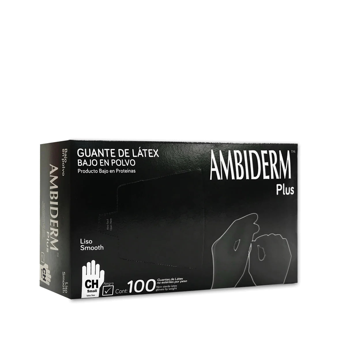 AMBIDERM Plus GUANTE LTX EXPLORACIÓN NEGRO No Estéril MED. c/100 Pzs.