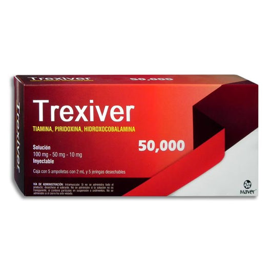 TREXIVER 50,000 Sol. Iny. c/5 AMPTAS. 100-50-10 MG/2 ML. y 5 Jeringas.