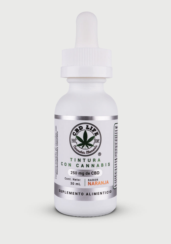 CBD LIFE TINTURA CON CANNABIS SOL. GOTAS Sabor Naranja 30 ML. 250 MG.