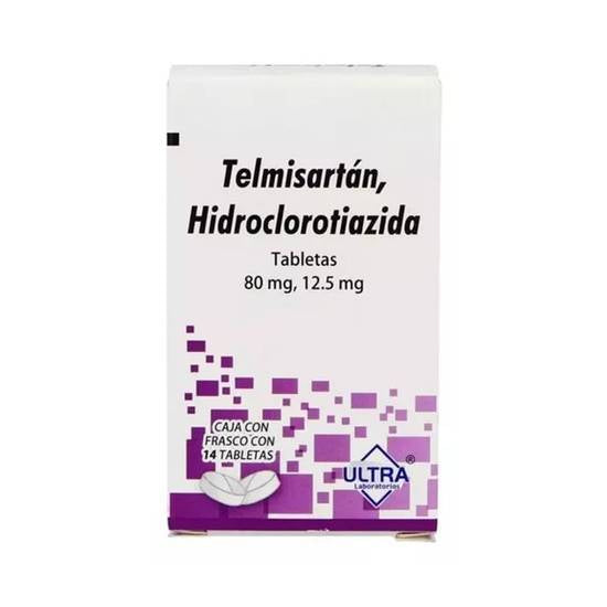 TELMISARTÁN/HIDROCLOROTIAZIDA (Ultra) c/14 TABS. 80/12.5 MG.