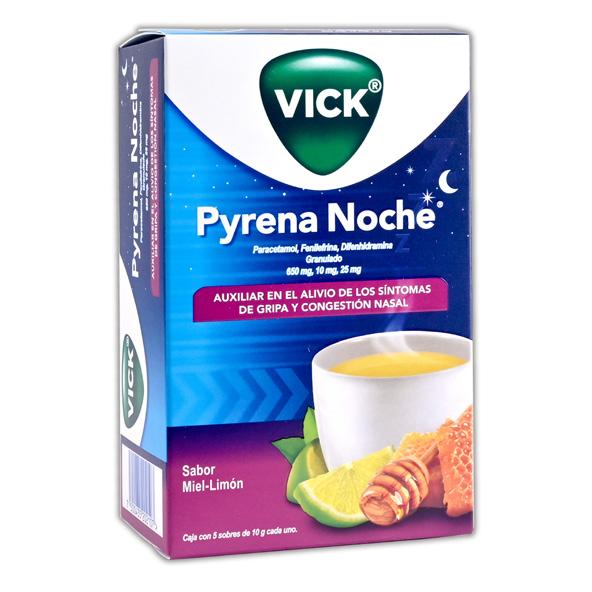 VICK PYRENA NOCHE Sab. MIEL-LIMÓN c/5 SOBS. 10 G. Granulado 650/10/25 MG.