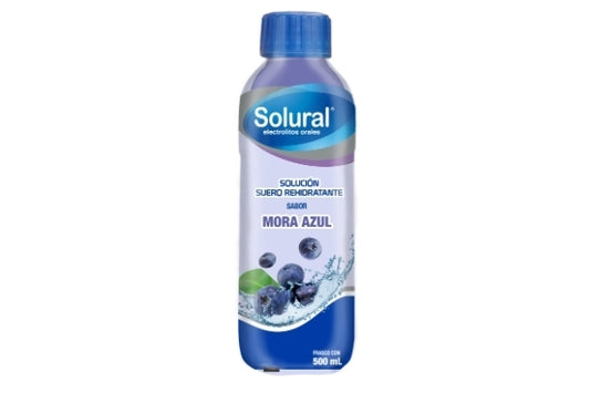 SOLURAL Suero Rehidratante SABOR MORA AZUL 500 ML.