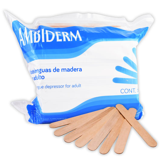 ABATELENGUAS de MADERA (Ambiderm) Paq. c/500 Pzs.